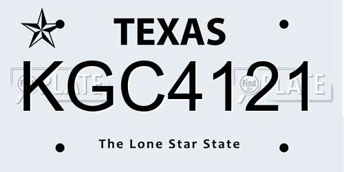 KGC4121 Texas License Plate
