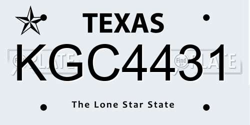 KGC4431 Texas License Plate