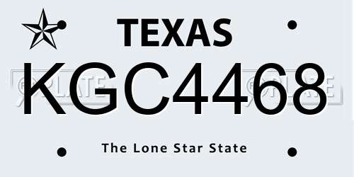 KGC4468 Texas License Plate