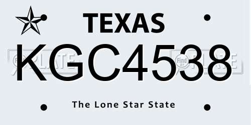 KGC4538 Texas License Plate