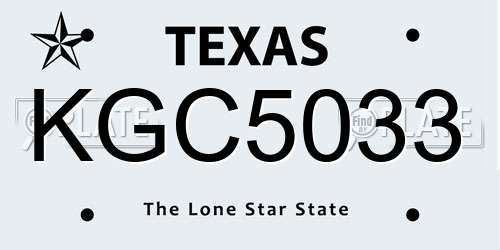 KGC5033 Texas License Plate
