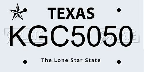 KGC5050 Texas License Plate
