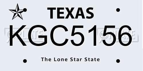 KGC5156 Texas License Plate