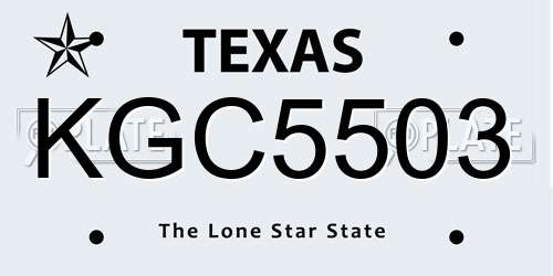 KGC5503 Texas License Plate
