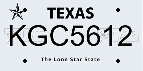 KGC5612 Texas License Plate