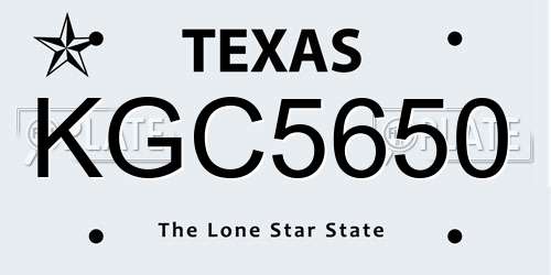 KGC5650 Texas License Plate