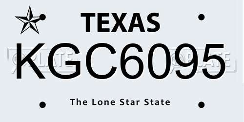 KGC6095 Texas License Plate