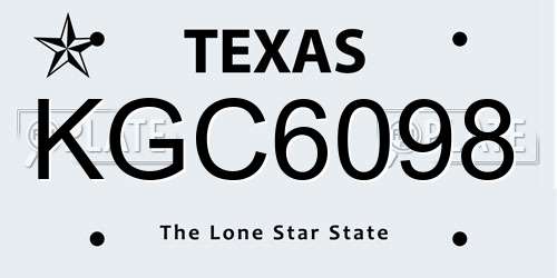 KGC6098 Texas License Plate