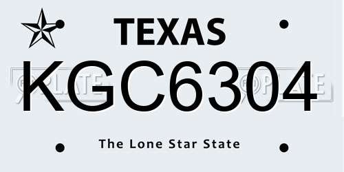 KGC6304 Texas License Plate