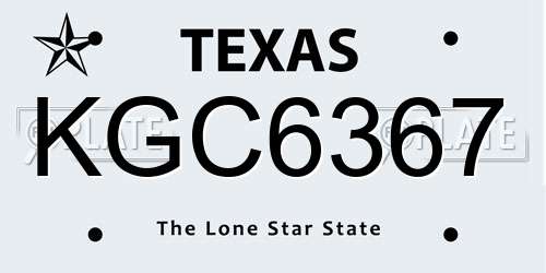 KGC6367 Texas License Plate