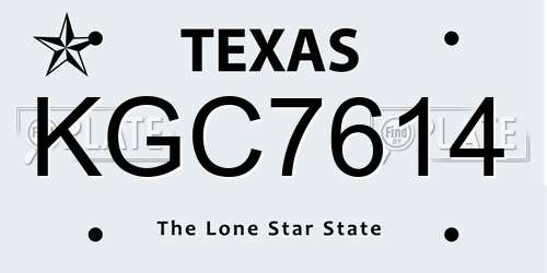 KGC7614 Texas License Plate