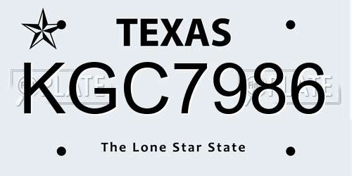 KGC7986 Texas License Plate