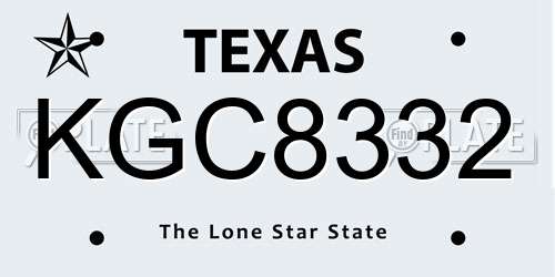 KGC8332 Texas License Plate