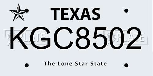 KGC8502 Texas License Plate