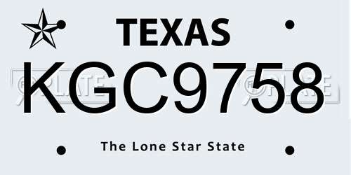 KGC9758 Texas License Plate