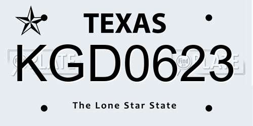 KGD0623 Texas License Plate