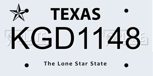 KGD1148 Texas License Plate
