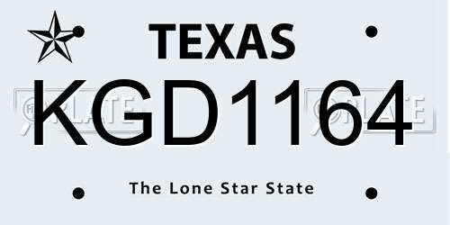 KGD1164 Texas License Plate