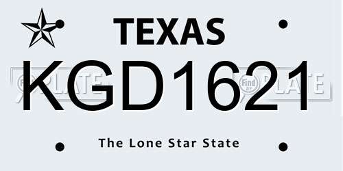 KGD1621 Texas License Plate