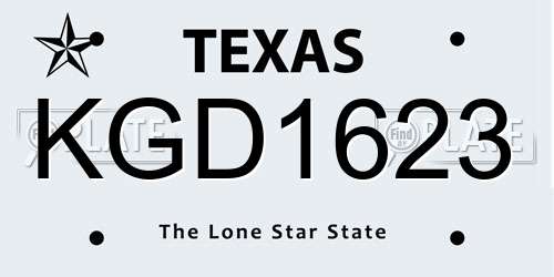 KGD1623 Texas License Plate