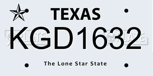 KGD1632 Texas License Plate