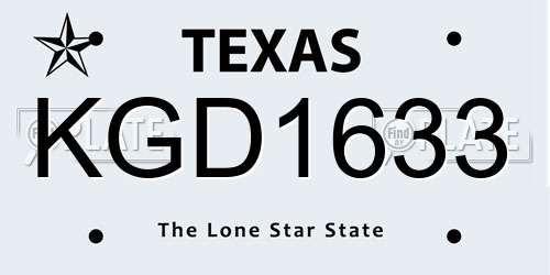 KGD1633 Texas License Plate