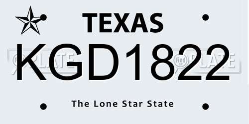 KGD1822 Texas License Plate