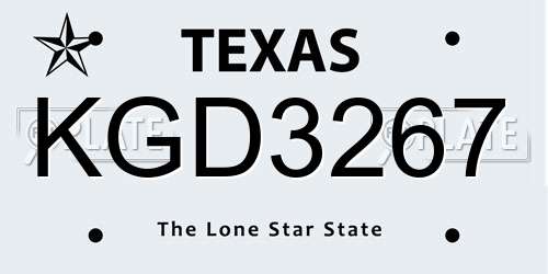 KGD3267 Texas License Plate