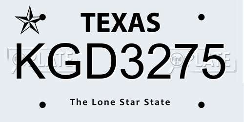 KGD3275 Texas License Plate