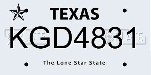KGD4831 Texas License Plate