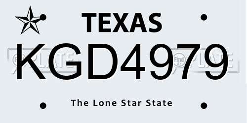KGD4979 Texas License Plate