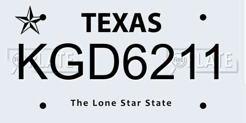 KGD6211 Texas License Plate