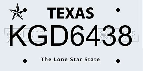 KGD6438 Texas License Plate