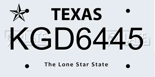 KGD6445 Texas License Plate