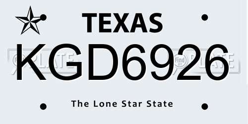 KGD6926 Texas License Plate