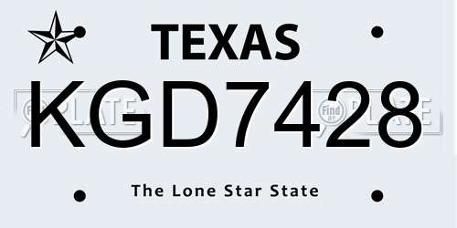 KGD7428 Texas License Plate