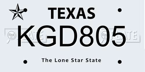 KGD805 Texas License Plate