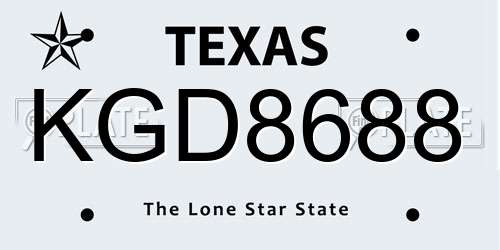KGD8688 Texas License Plate