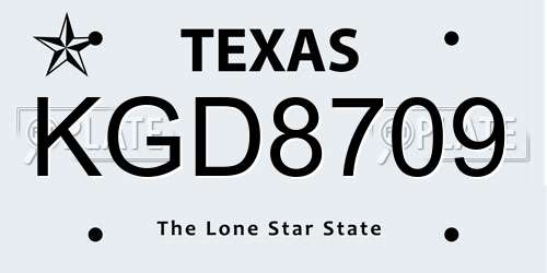 KGD8709 Texas License Plate