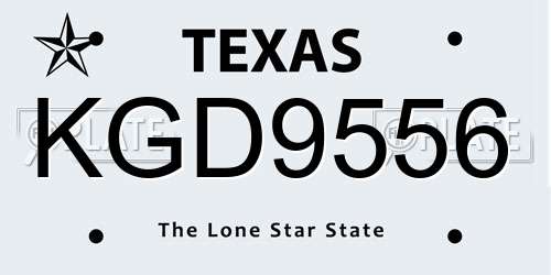KGD9556 Texas License Plate