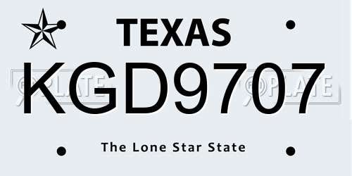 KGD9707 Texas License Plate