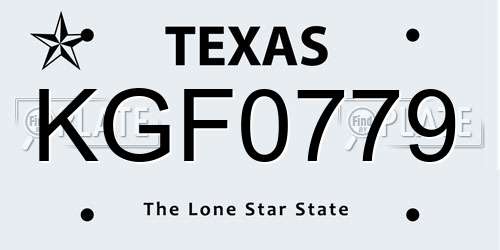 KGF0779 Texas License Plate