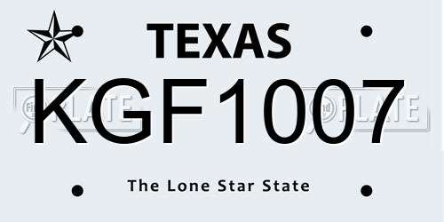 KGF1007 Texas License Plate
