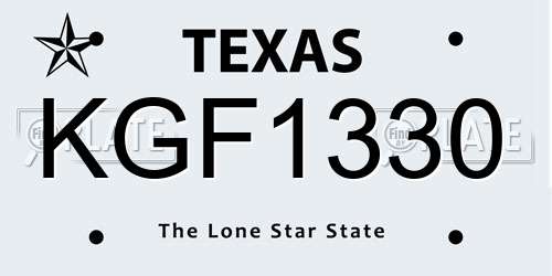 KGF1330 Texas License Plate