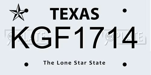 KGF1714 Texas License Plate