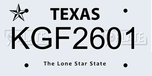 KGF2601 Texas License Plate