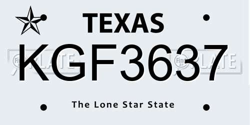 KGF3637 Texas License Plate