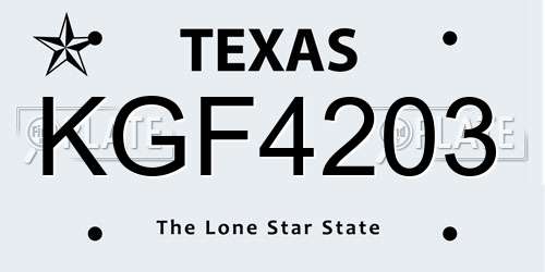 KGF4203 Texas License Plate