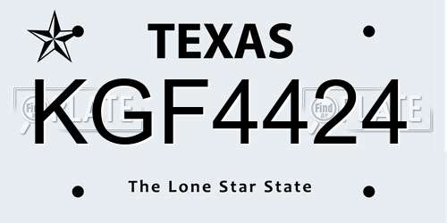 KGF4424 Texas License Plate