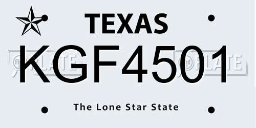 KGF4501 Texas License Plate